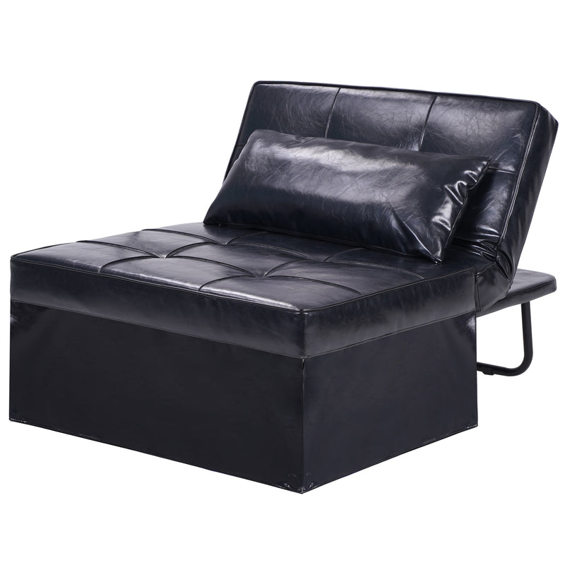 4 In 1 Sofa Bed Leather Modern Pull Out Sleeper Chair for Living Room Apartment Office