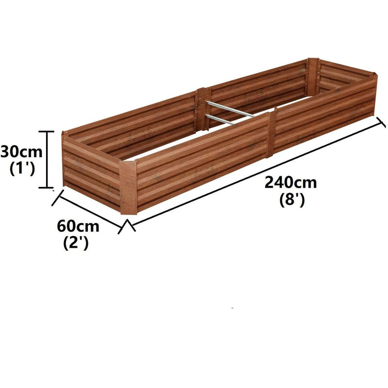 8x2 Ft Metal Raised Garden Bed Brown Patio Large Frame Planters Box for Vegetables