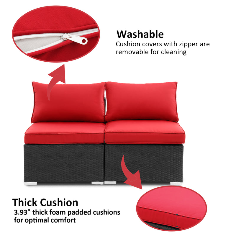 2PCS Patio Sofa Set Red