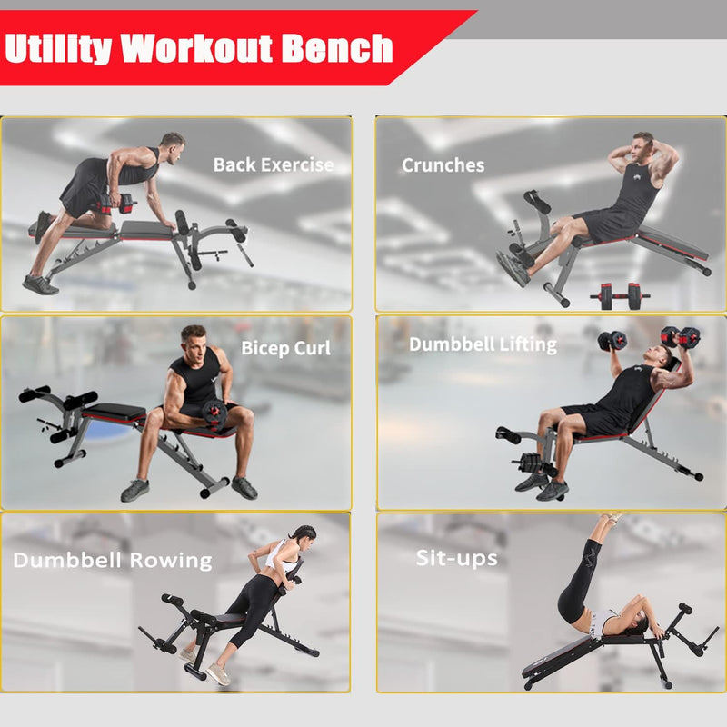 Ainfox Adjustable Weight Bench with Leg Extension and Curl,Training Bench for Full Body Workout