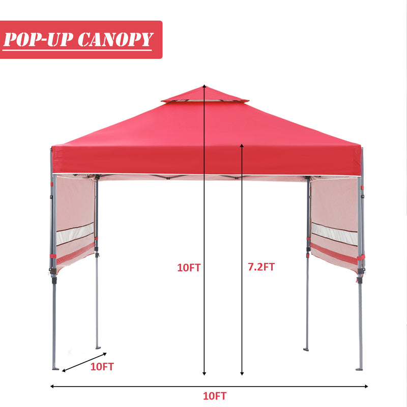 Ainfox 10 Ft. W x 17 Ft. D vented steel frame pop-up canopy with central lock Dual Half Awnings