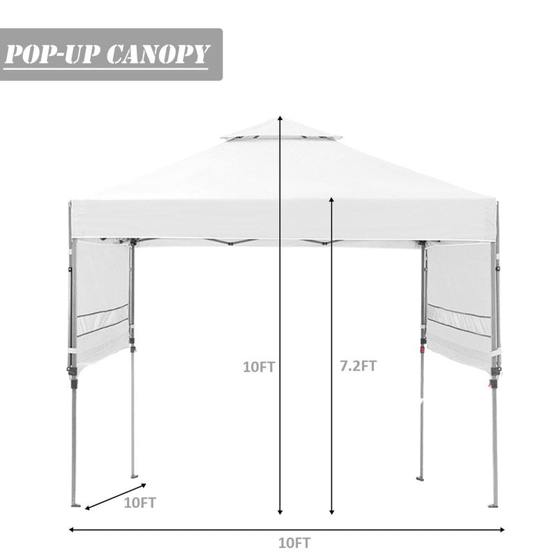 Ainfox 10 Ft. W x 17 Ft. D vented steel frame pop-up canopy with central lock Dual Half Awnings