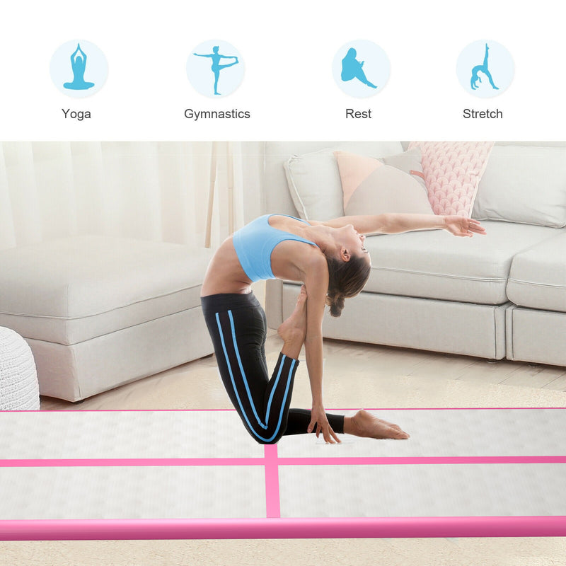 16FT Gymnastics Air Mat Tumble Track Tumbling Mat Inflatable Floor Mats for Home Training Cheerleading Yoga with Air Pump