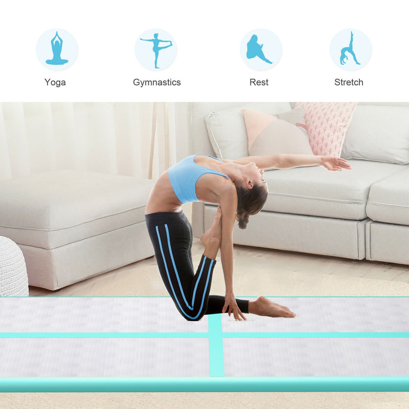 16FT Gymnastics Air Mat Tumble Track Tumbling Mat Inflatable Floor Mats for Home Training Cheerleading Yoga with Air Pump