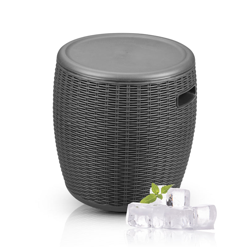 Ainfox 2 Style Portable Cool Bar Table Wicker Ice Bucket For Patio Home Party
