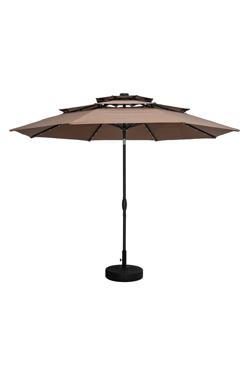 Ainfox 3 Tiers Patio Table Umbrella with Solar Lights Outdoor 10, Tilt and Crank, 8 Sturdy Ribs, Solar Power, With Seven Different Colors