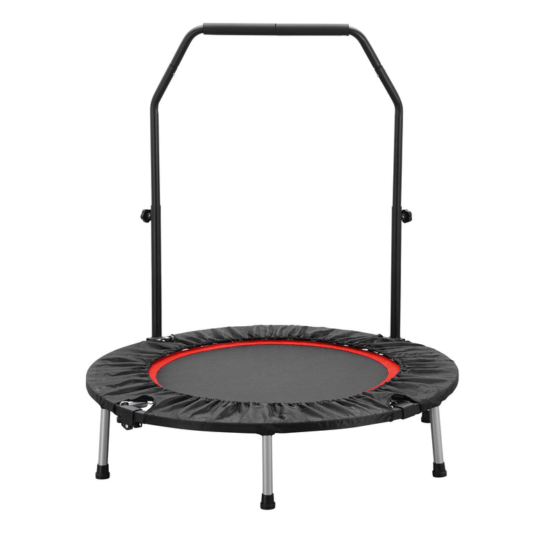 40 inch Foldable Mini Trampoline, Indoor Trampoline for Kids, Adults Indoor/Garden Workout, Fitness Rebounder with Adjustable Foam Handle, Max Load 330lbs