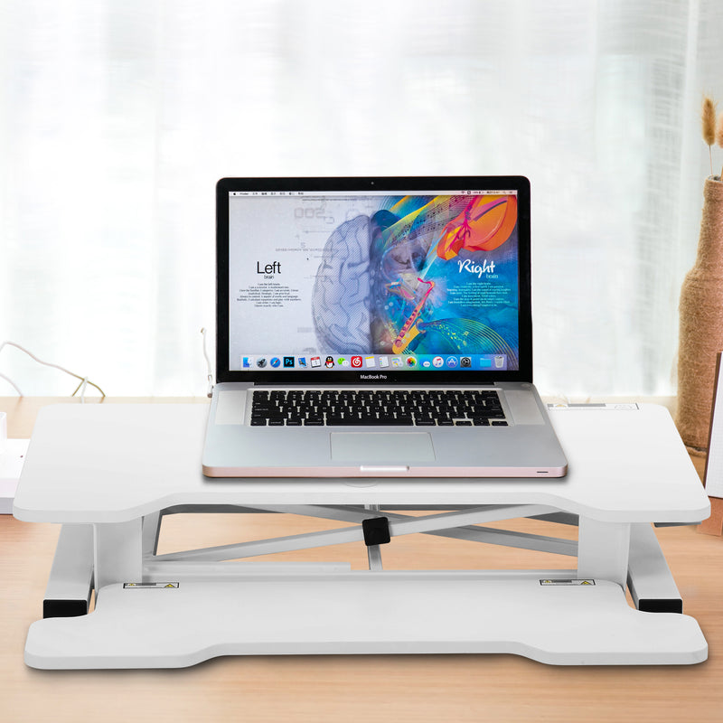 Ainfox 32 inch Height Adjustable Standing Gaming Desk On Desk Converter desk riser for standing or sitting computer workstation for home office