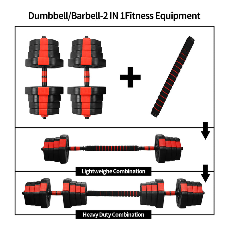 Ainfox 2 in 1 Adjustable Dumbbells Set 33/44/66/88 Lbs,Lifting Dumbbells Used As Barbell for Whole Body Workouts