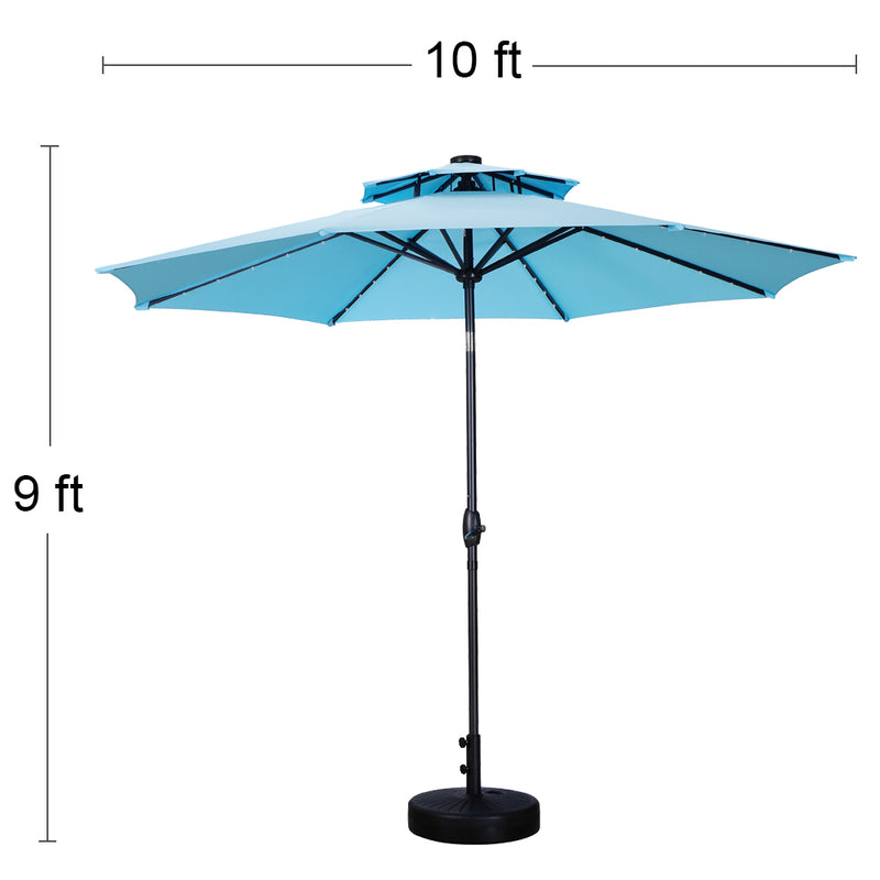 Ainfox 2-Tiers Patio upright pole table umbrella with outdoor solar light, 10&