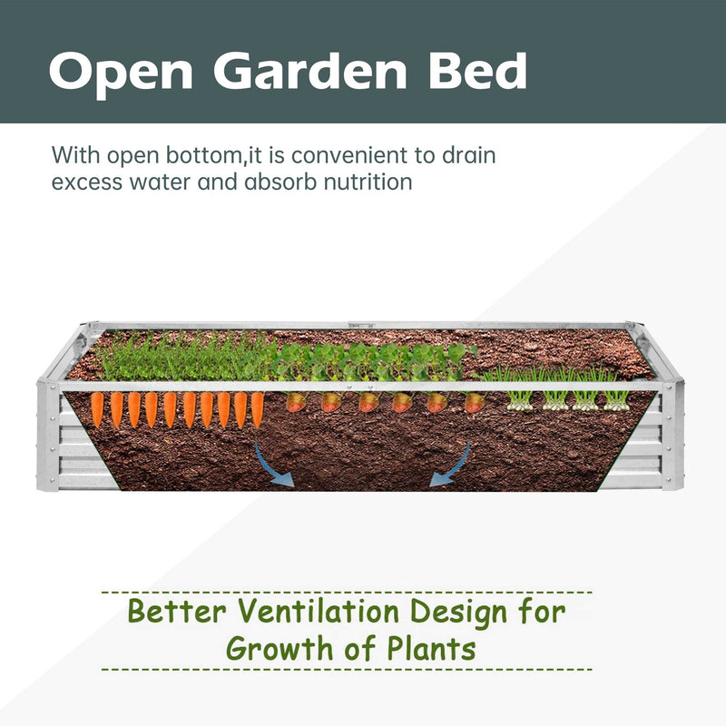 Outdoor Steel Garden Bed Box Vegetable Flower Planter Bed Kit 6&
