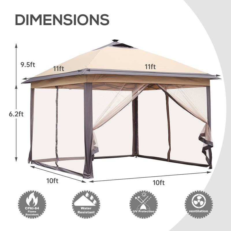 Ainfox 11Ft X 11Ft Steel Frame Pop-up Canopy With Led Lights