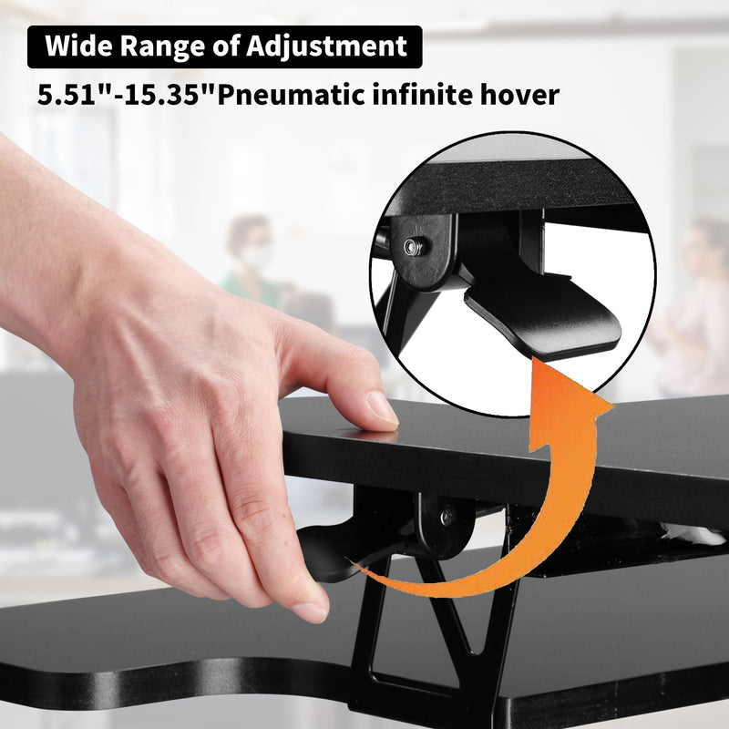 Ainfox 24 inch Height Adjustable Black Standing Gaming Desk Converter Desk Riser Home Office Desk with Laptop Keyboard Workstation