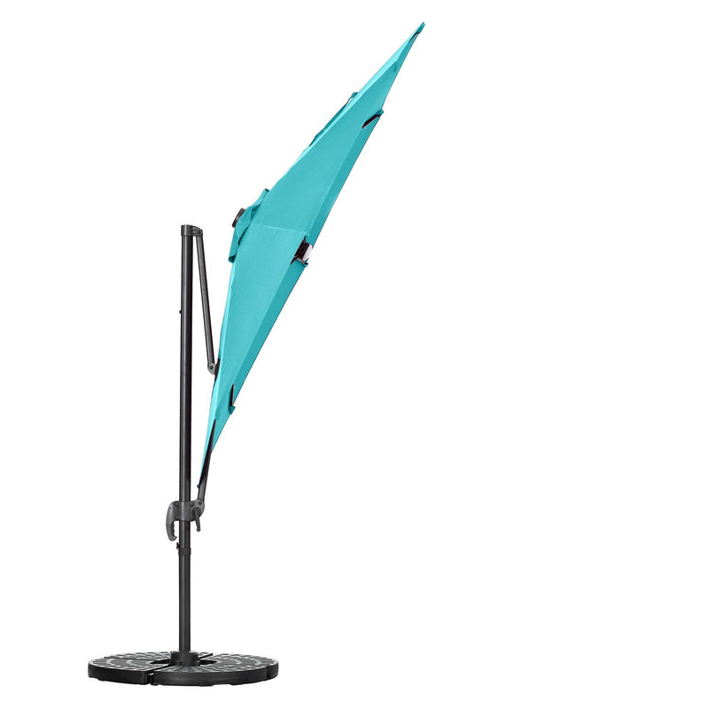Ainfox 10 Ft Patio Offset Cantilever Umbrella 360°Rotation Garden Hanging Umbrella with Cross Base