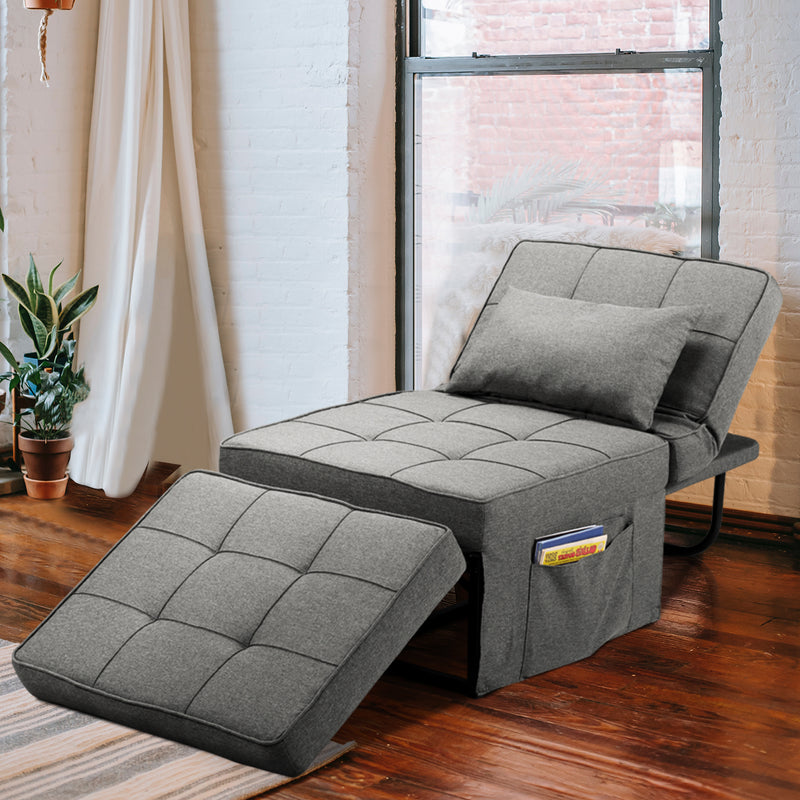 Ainfox Folding Ottoman Sleeper Guest Bed, 4 in 1 Multi-Function Adjustable Ottoman Bed Bench Guest Sofa Chair With pillow
