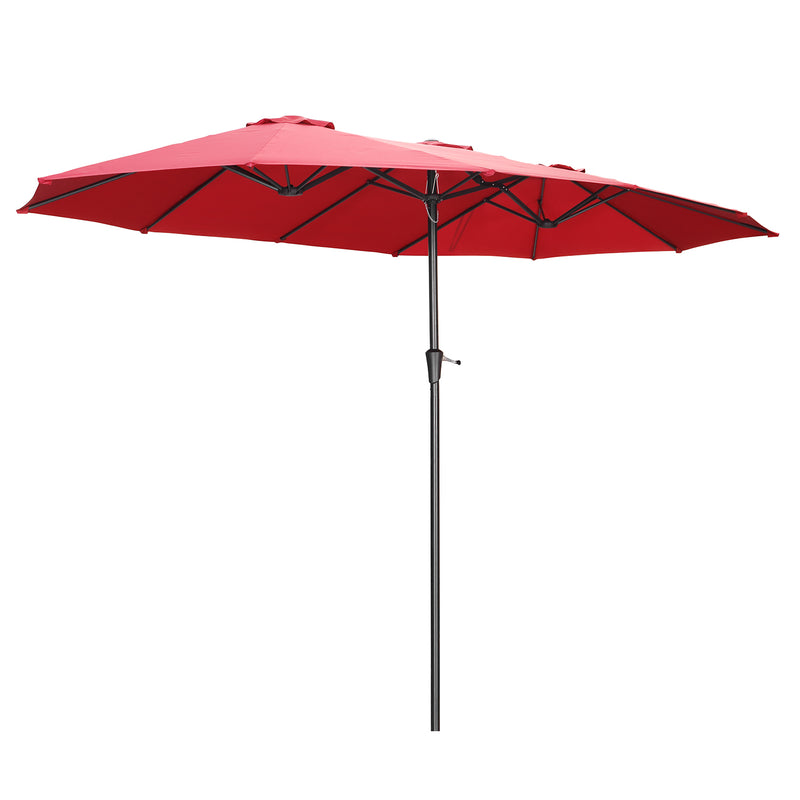15Ft Double-Sided Patio Umbrella Outdoor Market Umbrella with Crank/Without Base