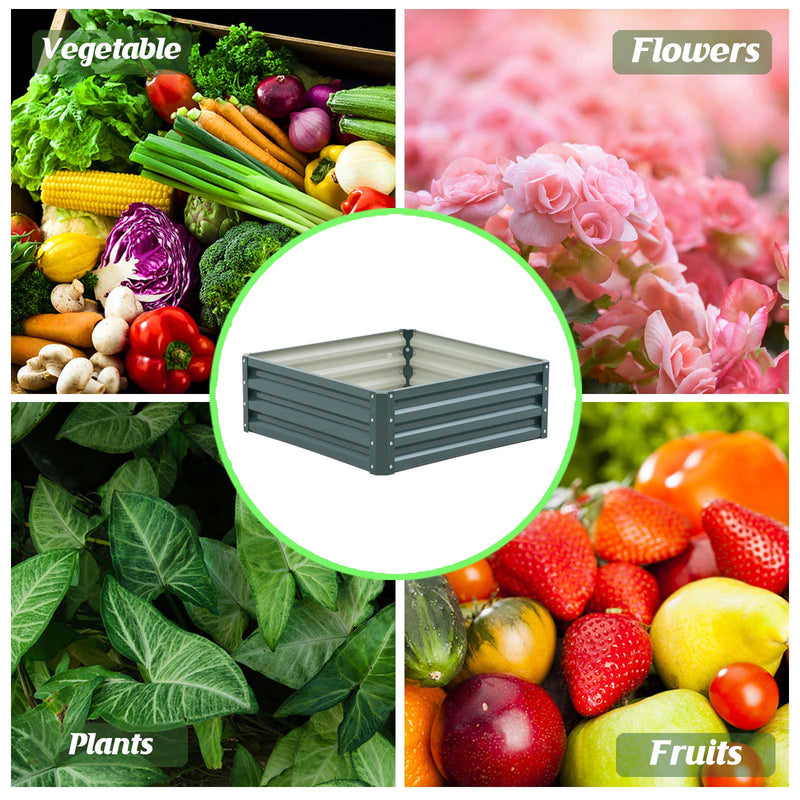 1pcs Outdoor Metal Raised Garden Bed Box Vegetable Planter for Growing Fresh Veggies, Flowers, Herbs, and Succulents, Green