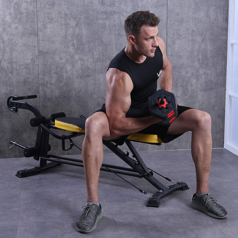 Ainfox Adjustable Weight Bench with Leg Extension and Curl,Training Bench for Full Body Workout