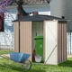 Ainfox 4 x 6 ft Outdoor Steel Storage Shed Wall + Free Patio Ice Bucket, Backyard Utility Galvanized , Brown and Black