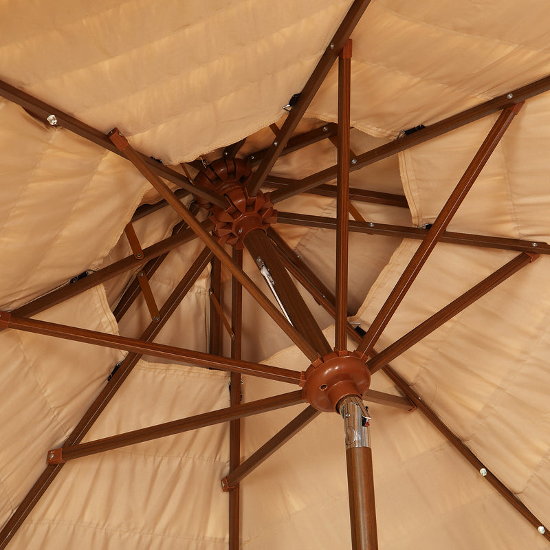 Ainfox 9ft 2 Tier Outdoor Thatched Tiki Umbrella with Tilt Hand crank,32 built-in LED lights  Hawaiian Style Beach Patio Umbrella