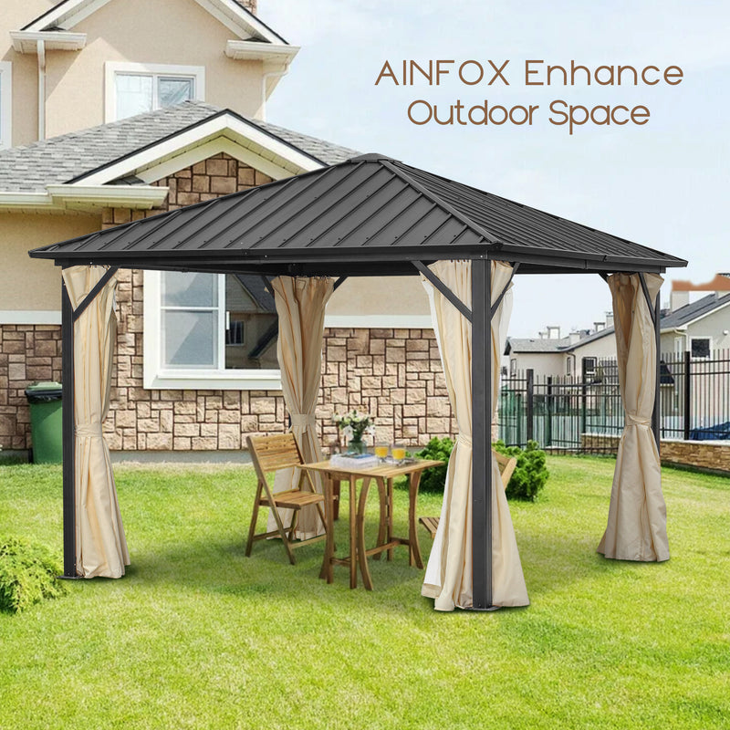 Ainfox 10*10Ft Outdoor Canopy With Mosquito,Single-layer top Iron Patio Canopy