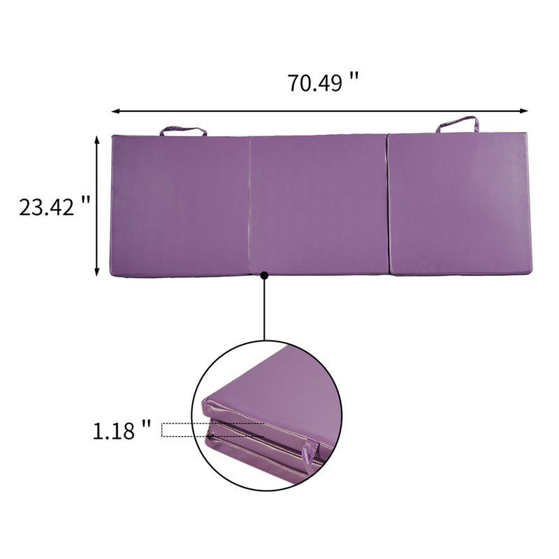 Ainfox PU Tri-Fold Folding Exercise Mat with Carrying Handles Leather Gymnastics Folding Mat
