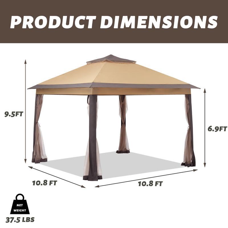Ainfox Outdoor 6-Sided Pop Up Canopy with Sidewalls, Double-roofed & Extended Eaves