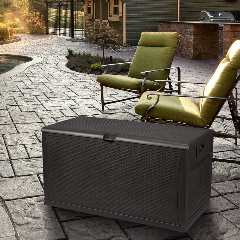 120Gallons Patio Storage Deck Box Outdoor Storage Plastic Bench Box UV Resistant & Fadeproof